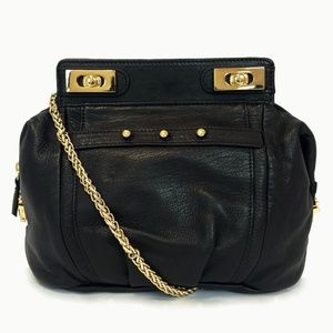BE & D New York Myles Black Leather Crossbody Bag